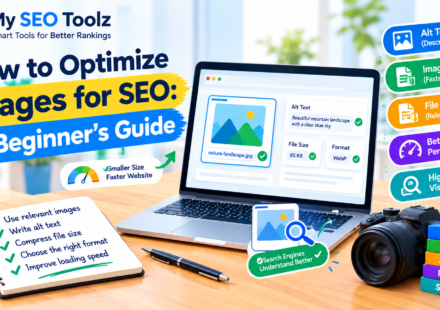 Website image optimization showing image SEO tips and file compression
